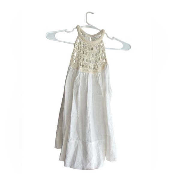 A.L.C. Reina Linen Blend Crochet Neck Halter Tank Top White - Picture 9 of 14